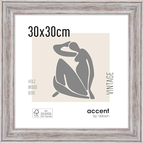 accent by nielsen Cornice in Legno Vintage, 30x30 cm, bianco