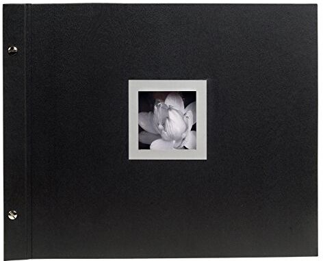 Exacompta Ceremony, 1 Album Fotografico Con Viti 37x29cm Per 160 Foto, 40 Pagine Nere Con Divisori In Pergamena, Copertina In Cartoncino Con Riquadro argentato, Nero