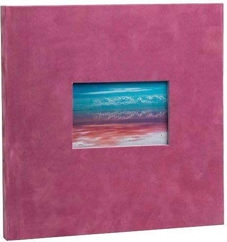 Exacompta Rif.  Album fotografico libro Skandi 60 foto 30 pagine bianche formato 25 x 25 cm copertina effetto velluto antico rosa finestra di personalizzazione con visuale