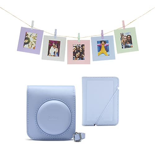 Fujifilm instax Mini 12 kit di accessori, custodia per fotocamera, album fotografico, carte da appendere e mollette, blu pastello