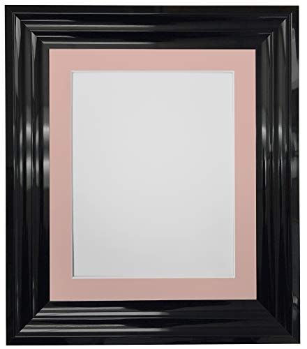 FRAMES BY POST Firenza Cornice portafoto in plastica nera lucida con passepartout rosa, 50,8 x 40,6 cm, per foto formato A3