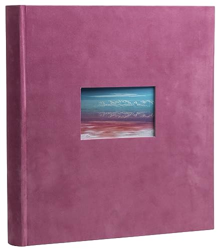 Exacompta Rif.  Album fotografico libro Skandi 300 foto 60 pagine bianche formato 29 x 32 cm copertina effetto velluto antico rosa finestra di personalizzazione con visuale