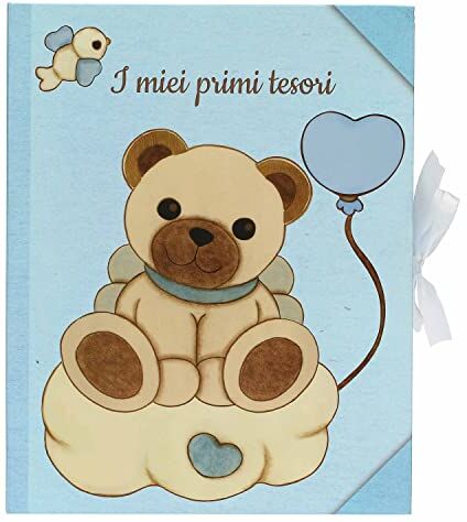 THUN Scatola Ricordi Blu con Teddy Bambini, Album e Ricordi Carta 24x30x10 cm