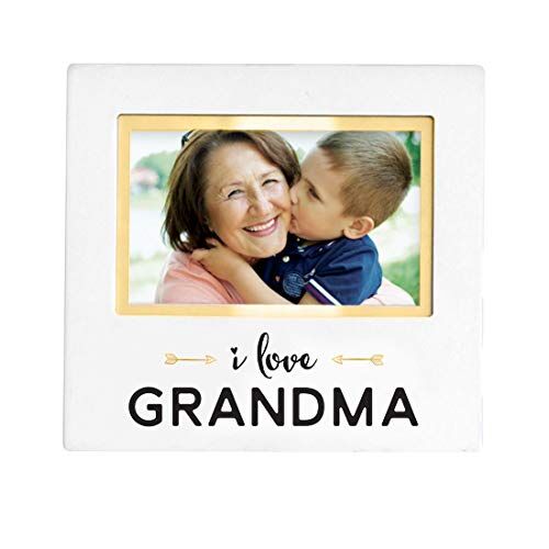 Pearhead Cornice portafoto con scritta "I Love Grandma", decorazione da tavolo per la cameretta dei bambini, regalo per nonni, cornice portafoto per bambini, colore bianco
