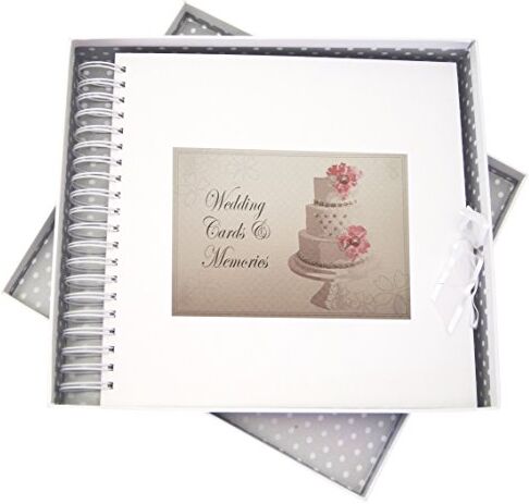 WHITE COTTON CARDS , Album dei ricordi di Matrimonio, con Torta Stile Vintage, Legno, Bianco