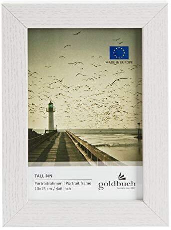 Goldbuch Cornice portafoto Tallinn in legno MDF, per foto singola, formato 10 x 15 cm, con supporto da appoggiare e da parete, colore: bianco