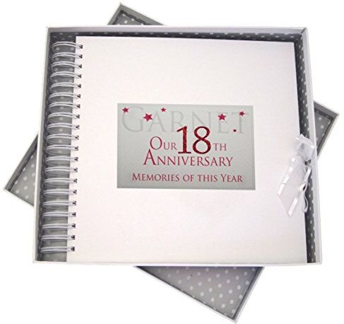 WHITE COTTON CARDS 18° Anniversario di Granato Anno, Biglietti e Album dei ricordi, Glitter e Parole, Legno, Bianco, 27x30x4 cm