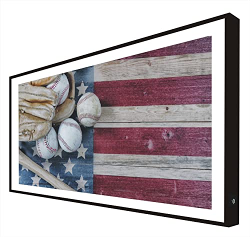 CCRETROILUMINADOS Quadro con cornice in legno laccato in nero retroilluminato baseball