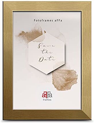 aFFa frames AFFA, Hekla, cornice portafoto in MDF, facile da pulire, rettangolare, con vetro acrilico, colore oro, 15 x 21 cm