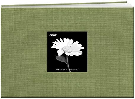 Pioneer 30,5 cm by 30,5 cm Book Cloth cover Postbound album con finestra, rosso, Sage Green, 12,7 x 17,8 cm