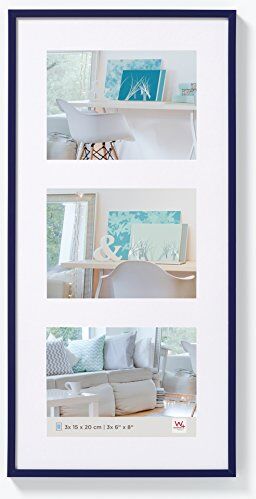 walther design cornice blu 3x 10x15 cm galleria con passe-partout, New Lifestyle cornice plastica KV315L