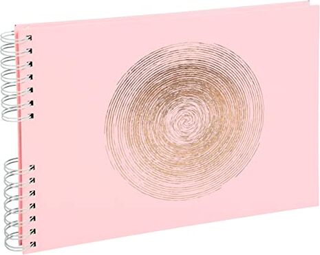 Exacompta Rif.  Album fotografico a spirale ELLIPSE 150 foto 50 pagine bianche formato 32 x 22 cm copertina in ecopelle rosa chiaro con marcatura in oro rosa a forma di ellisse