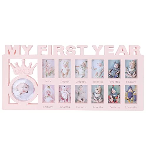 iNelihoo My First Year Baby Photo Frame Album Baby Hand and Footprint Kit Keepsake Frame 1-12 Mesi Multi Picture Display Kit Regalo per Nuovi Mamme e Papà