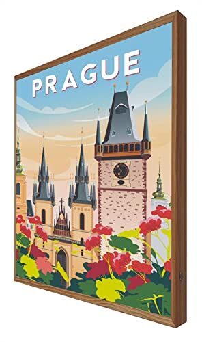CCRETROILUMINADOS Quadro con Cornice in Legno Retroilluminato Prague: Serie Viaggiatore