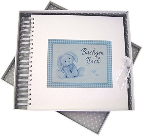 WHITE COTTON CARDS Welsh Baby, Bachgen Bach, Mini Photo Album, Blue Bunny, Board, Bianco, 27 x 30 x 4 cm