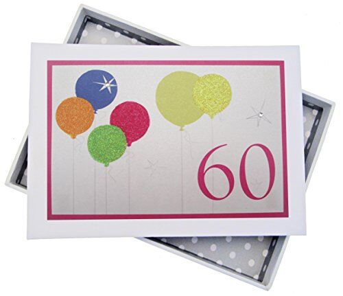 WHITE COTTON CARDS -Album Fotografico per Il 60° Compleanno, con Neon, Palloncini, Colore: Bianco, Misura Piccola