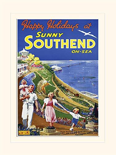 Pyramid Southend-on-Sea (Happy Holidays) Stampa con Cornice Memorabilia, Carta, Multicolore, 30 x 40 x 1.3 cm