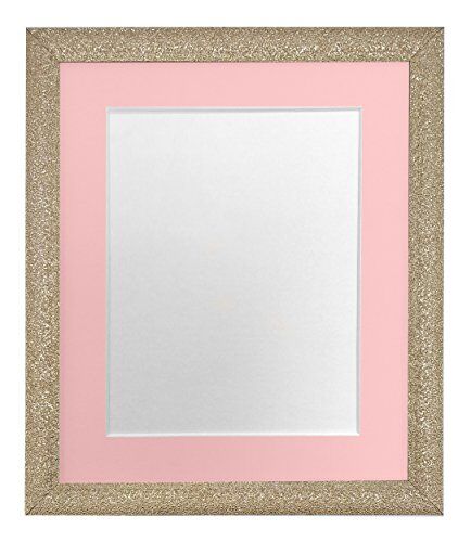 FRAMES BY POST Cornice portafoto in Vetro di plastica con passepartout, Colore Oro, Supporto Rosa, 45 x 30 cm Image Size 14 x 8 inch