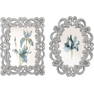 GIFTY GIFTY Set di 2 mini cornici in argento vintage, 2 x 3 pollici, per esposizione da tavolo, perfetto per decorazioni domestiche, matrimoni, lauree o foto pietra miliare GIFTY GIFTY Set di 2 mini cornici in argento vintage, 2 x 3 pollici, per esposizione da tavolo, perfetto per decorazioni domestiche, matrimoni, lauree o foto pietra miliare