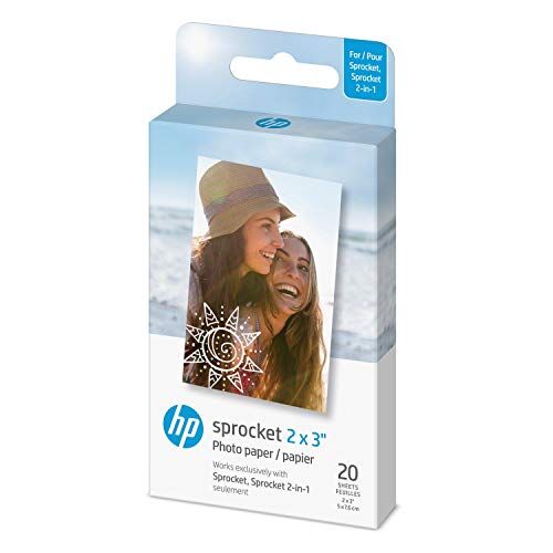 HP Sprocket Carta Fotografica Adesiva Zink Premium 5X7.6 Cm (20 Fogli) Compatibile Comle Stampanti Fotografiche  Sprocket