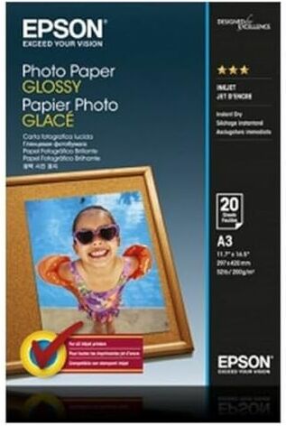 Epson Carta Fotografica Glossy, A3, 20 Fogli, Bianco