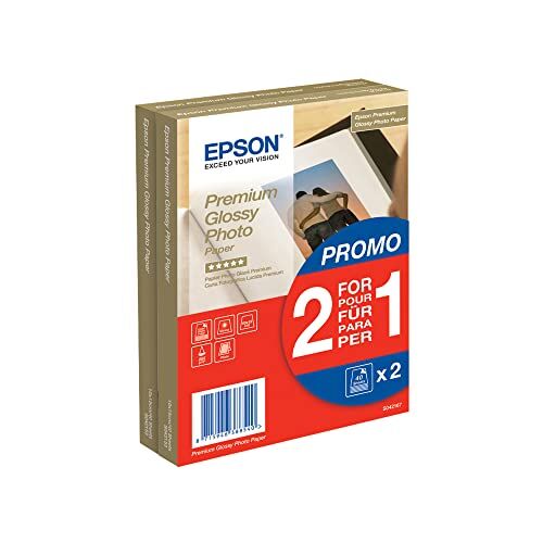 Epson ® Carta fotografica lucida premium per stampanti a getto d'inchiostro, 10 x 15 cm, 255 g-m², colore bianco lucido (80 fogli), confezione da 80 fogli