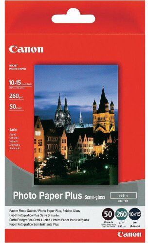 Canon Photo Paper Plus SG-201 Satiniertes Fotopapier, halbglänzend 101.6 x 152.4 mm 260 g/m2 50 Blatt für PIXMA iP3680, iP4820, iP4850, MG8250, MP198, MP228, MP245, MP252, MP258, MP280, MP476