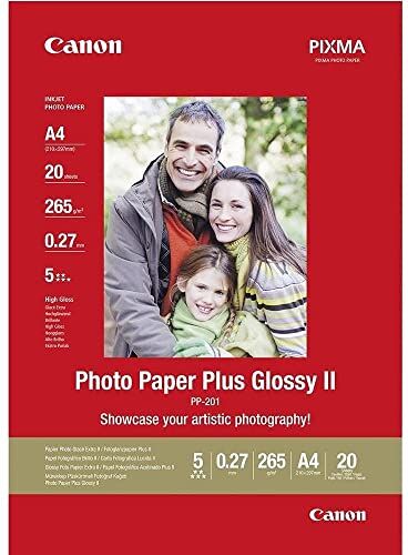 Canon PP 201 Photo Paper Plus Glossy II, 20 fogli A4 Carta fotografica