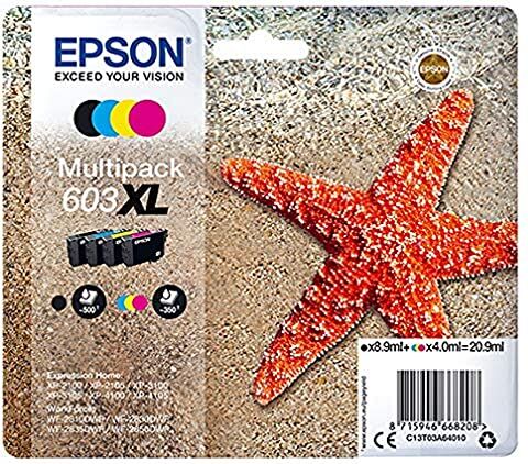 Epson Stella Marina Serie 603XL Cartucce Inchiostro, Multipack 4 Colori, Nero, Ciano, Magenta, Giallo, Cartuccia Originale, Inchiostro per Stampe Affidabili e a Basso Costo, Stampa Fino a 550 Pagine