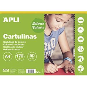 APLI Cartoncini Colorati Set da 50 Pezzi, Giallo, A4 APLI Cartoncini Colorati Set da 50 Pezzi, Giallo, A4