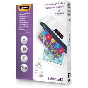 Fellowes Pouches per plastificazione per documenti, formato A4, finitura lucida, confezione da 100 pezzi, 160 micron (2 x 80 micron) Finitura di alta qualità, ideali per foto e avvisi Fellowes Pouches per plastificazione per documenti, formato A4, finitura lucida, confezione da 100 pezzi, 160 micron (2 x 80 micron) Finitura di alta qualità, ideali per foto e avvisi