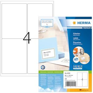 HERMA Etichette Adesive A4, 99,1 x 139 mm, 400 Etichette, Bianco HERMA Etichette Adesive A4, 99,1 x 139 mm, 400 Etichette, Bianco