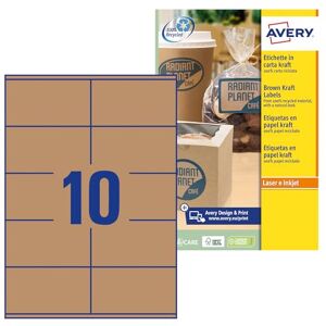 Avery Italia-Zweckform Etichette in carta kraft 105x57mm, 10 etichette per foglio, adesivo permanente, stampanti Laser, confezione da 25 fogli Avery Italia-Zweckform Etichette in carta kraft 105x57mm, 10 etichette per foglio, adesivo permanente, stampanti Laser, confezione da 25 fogli