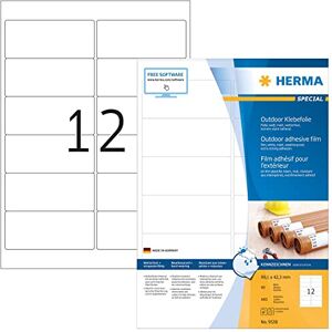 HERMA Etichette Impermeabili, 99,1 x 42,3 mm, Etichette Adesive A4 per Stampante, 12 Etichette per Foglio, Bianco HERMA Etichette Impermeabili, 99,1 x 42,3 mm, Etichette Adesive A4 per Stampante, 12 Etichette per Foglio, Bianco