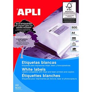 APLI 1782 Confezione 500 Fogli Etichette Multiuso, 70 x 35, Bianco APLI 1782 Confezione 500 Fogli Etichette Multiuso, 70 x 35, Bianco