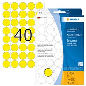 HERMA Multi-purpose labels ø 19mm yellow 1280 pcs. HERMA Multi-purpose labels ø 19mm yellow 1280 pcs.