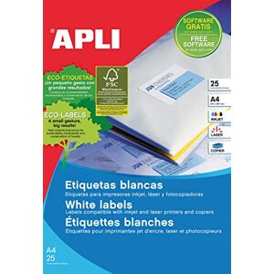 APLI Etiquetas blancas permanentes 38,0 x 21,2 mm 25 hojas APLI Etiquetas blancas permanentes 38,0 x 21,2 mm 25 hojas