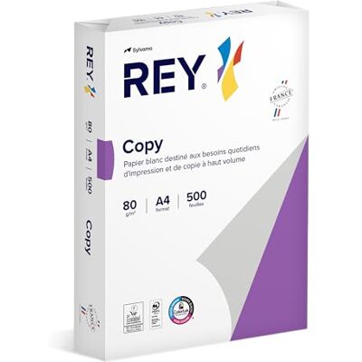 REY ® COPY, carta riprografica, bianca, 80 g, A4, PEFC™, risma da 500 fogli REY ® COPY, carta riprografica, bianca, 80 g, A4, PEFC™, risma da 500 fogli