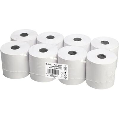 DOHE Rotoli di carta termica 80 x 80 mm (8 pz.) Nucleo ø12 mm, lunghezza 51 m, biglietti per datafoni, TPV, registratori di casse, stampanti POS ed EPOS, spessore 60 g/m², senza BPA DOHE Rotoli di carta termica 80 x 80 mm (8 pz.) Nucleo ø12 mm, lunghezza 51 m, biglietti per datafoni, TPV, registratori di casse, stampanti POS ed EPOS, spessore 60 g/m², senza BPA