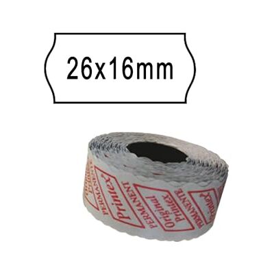 Printex PACK 10 ROTOLI 1000 ETICH. 26x16mm ONDA BIANCO PERM. Printex PACK 10 ROTOLI 1000 ETICH. 26x16mm ONDA BIANCO PERM.