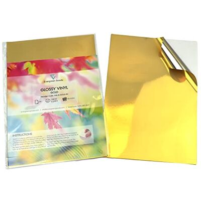 EVG Evergreen Goods Etichette adesive in vinile dorato lucido, 20 fogli A4, impermeabili, stampabili, autoadesive, compatibili con Cricut e Silhouette () EVG Evergreen Goods Etichette adesive in vinile dorato lucido, 20 fogli A4, impermeabili, stampabili, autoadesive, compatibili con Cricut e Silhouette ()