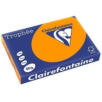 Clairefontaine Trophée C Fogli A3, Confezione da 500 Pezzi, Arancione Clairefontaine Trophée C Fogli A3, Confezione da 500 Pezzi, Arancione