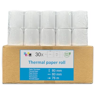 UNIVERS GRAPHIQUE 30 x Rotoli di Carta Termica 80 x 80 mm Bianchi senza BPA UNIVERS GRAPHIQUE 30 x Rotoli di Carta Termica 80 x 80 mm Bianchi senza BPA