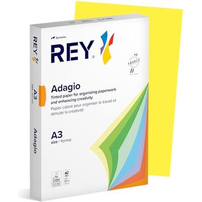 DOHE Papyrus Adagio 500 fogli di carta colorata per stampante a getto d'inchiostro/laser, 80 g, formato A3, colore: giallo vivo DOHE Papyrus Adagio 500 fogli di carta colorata per stampante a getto d'inchiostro/laser, 80 g, formato A3, colore: giallo vivo
