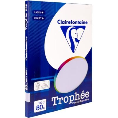 Clairefontaine Confezione di carta Trophée 100 fogli A4 (21 x 29,7 cm) Colore: Viola Clairefontaine Confezione di carta Trophée 100 fogli A4 (21 x 29,7 cm) Colore: Viola