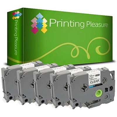 Printing Pleasure 5 x TZe-131 TZ-131 Nero su Trasparente Nastro laminato compatibile per Brother P-Touch Stampanti per etichette 12mm x 8m Printing Pleasure 5 x TZe-131 TZ-131 Nero su Trasparente Nastro laminato compatibile per Brother P-Touch Stampanti per etichette 12mm x 8m