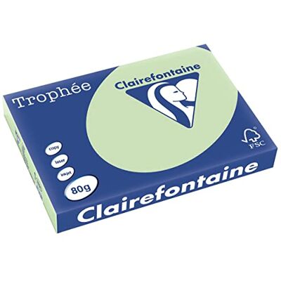 Clairefontaine Trophee – Risma di 500 fogli di Carta colorata, 80 g A3 Vert golf Clairefontaine Trophee – Risma di 500 fogli di Carta colorata, 80 g A3 Vert golf