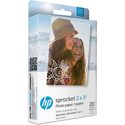HP W4Z13A Sprocket Photo Paper per Stampe di Elevato Effetto, Confezione da 20 Fogli Originali, Lucidi e Adesivi, 5 x 7.6 cm, Grammatura 258 g/m², Bianca HP W4Z13A Sprocket Photo Paper per Stampe di Elevato Effetto, Confezione da 20 Fogli Originali, Lucidi e Adesivi, 5 x 7.6 cm, Grammatura 258 g/m², Bianca