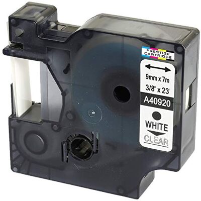 PRESTIGE CARTRIDGE Nastro 40920 bianco su trasparente 9mm x 7m Etichette compatibile per DYMO LabelManager LM 100 150 160 200 210D 260 280 300 350 350D 360D 400 420P 450 500TS PC PC2 PnP LabelWriter LW 400 450 Duo PRESTIGE CARTRIDGE Nastro 40920 bianco su trasparente 9mm x 7m Etichette compatibile per DYMO LabelManager LM 100 150 160 200 210D 260 280 300 350 350D 360D 400 420P 450 500TS PC PC2 PnP LabelWriter LW 400 450 Duo