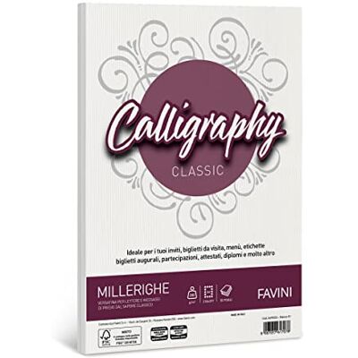Favini Carta Calligraphy, Millerighe Rigato, 50 Pezzi Favini Carta Calligraphy, Millerighe Rigato, 50 Pezzi